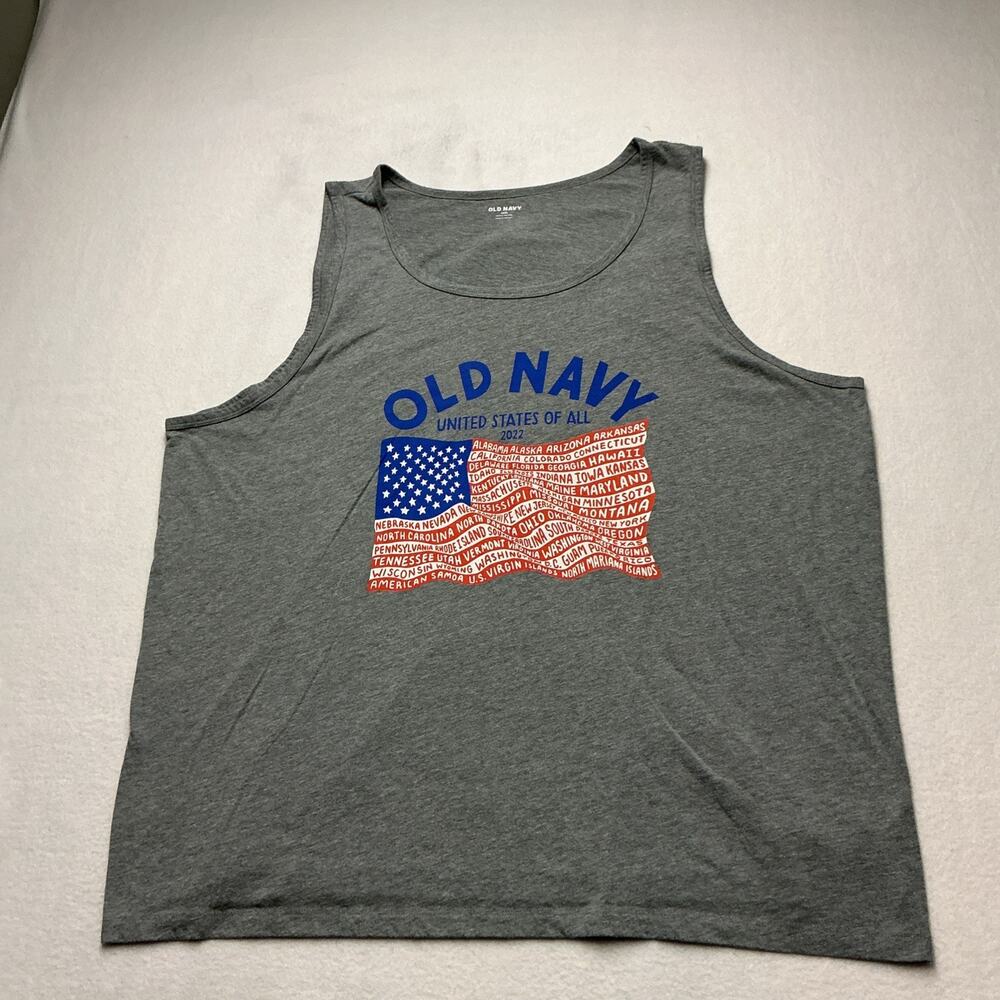 OLD NAVY EVERYWEAR-XXXL TANK TOP WAVY USA FLAG- STATES & TERRITORIES, 4142